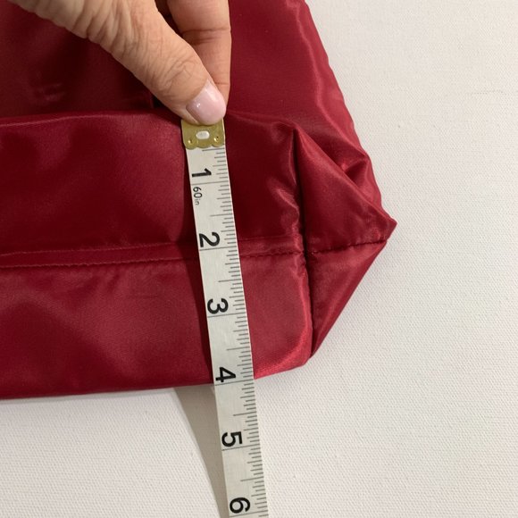 SHISEIDO Ginza Tokyo Fabric Shoulder Bag Red Faux Leather Handles Light Weight - Picture 10 of 14